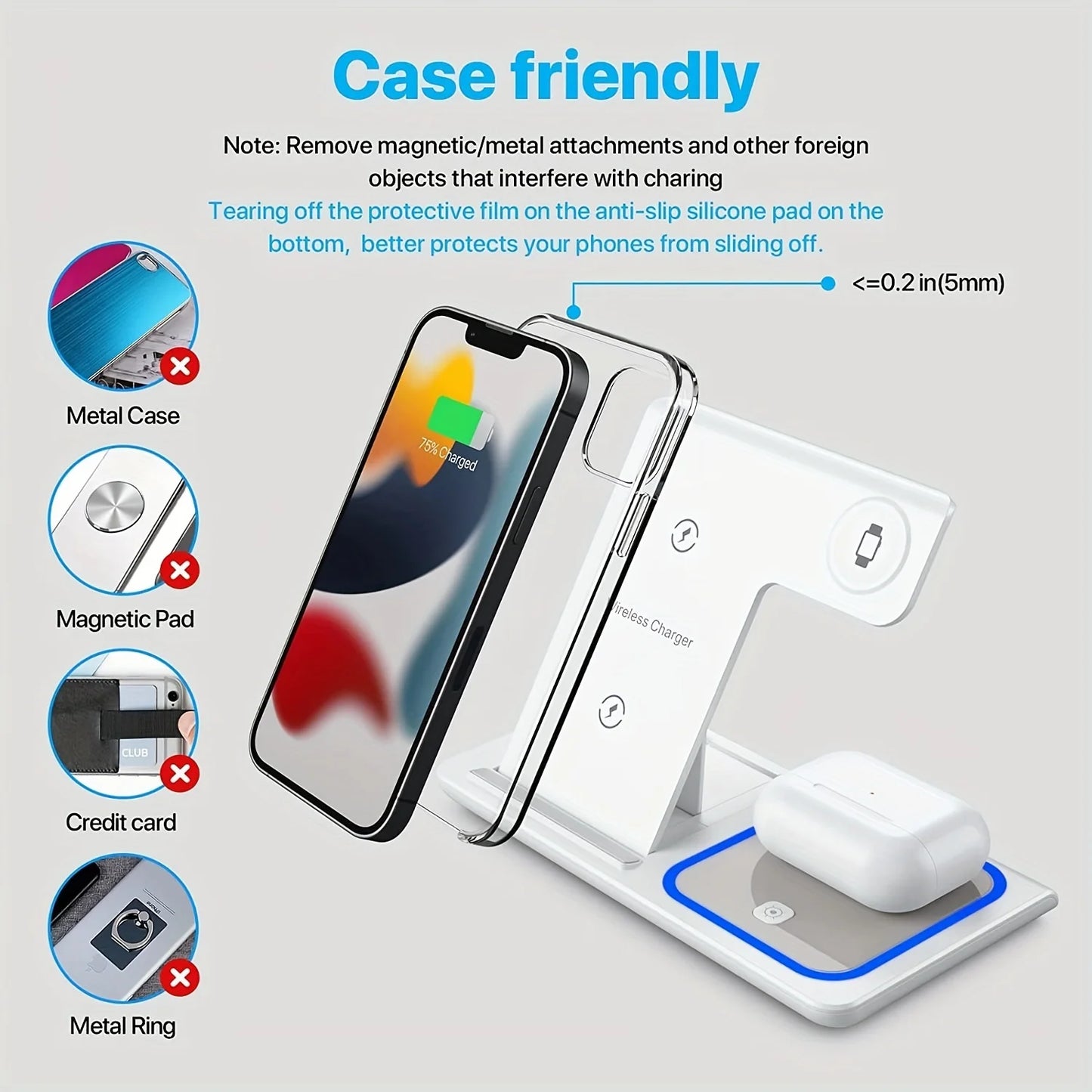 3 in 1 Wireless Charger for  Iphone with Dock Stand Foldable and Easy to Care