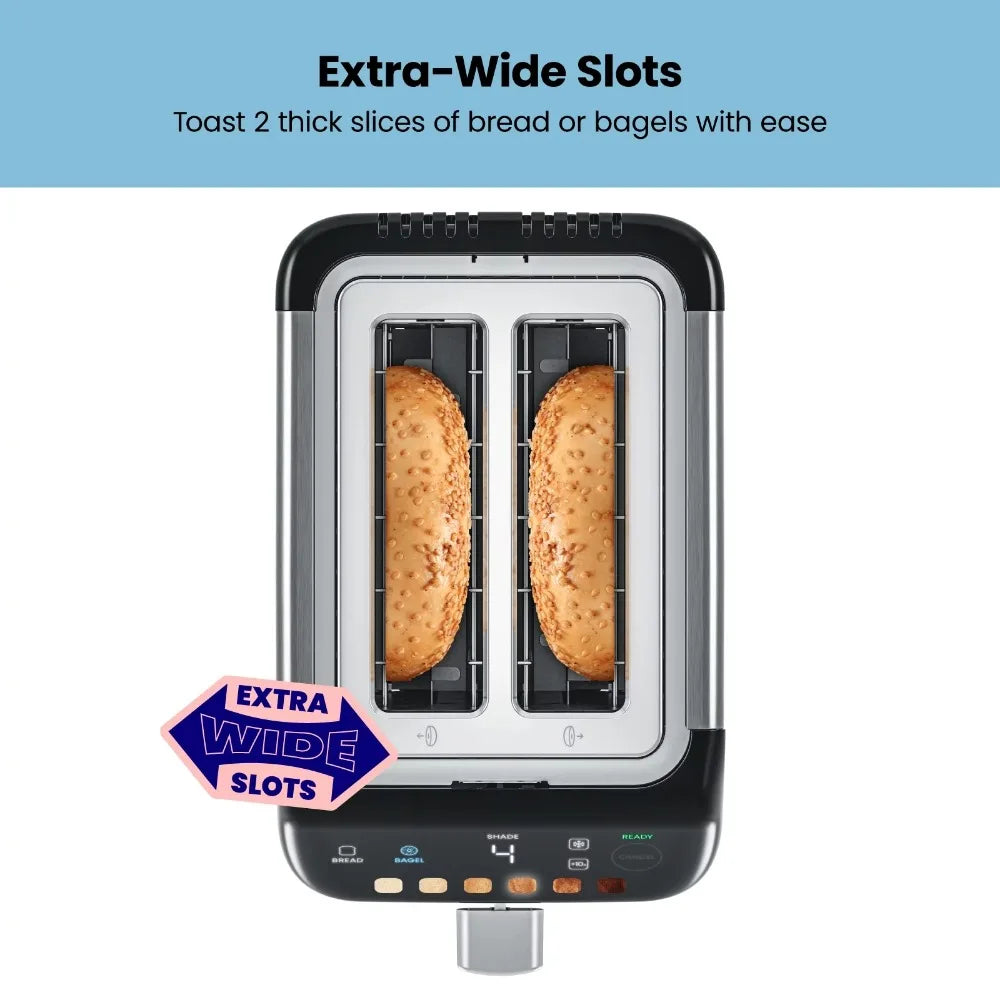 2023 New  Smart Touch 2 Slice Digital Toaster, 6 Shade Settings, Stainless Steel, Removable Crumb Tray