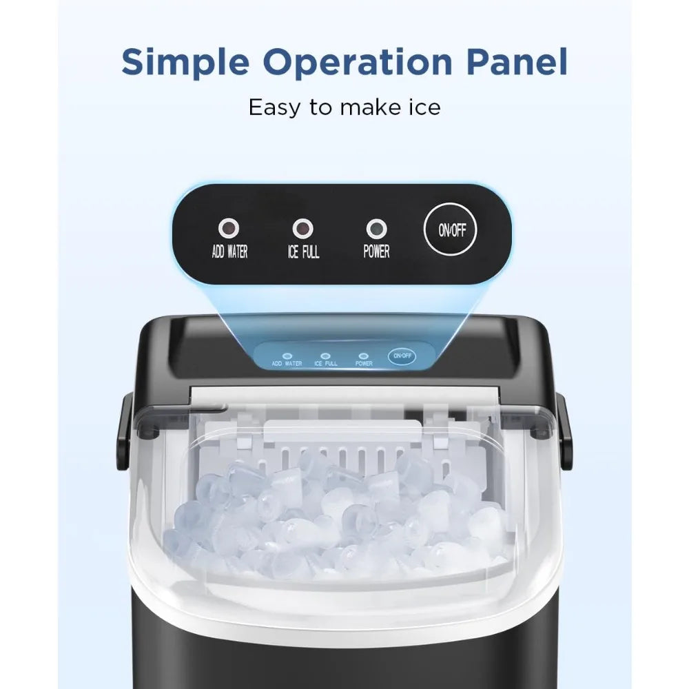 Portable Ice Machine with Self-Cleaning, 26.5lbs/24Hrs, 9 Bullet Ice Cubes in 6 Mins, Ice Basket