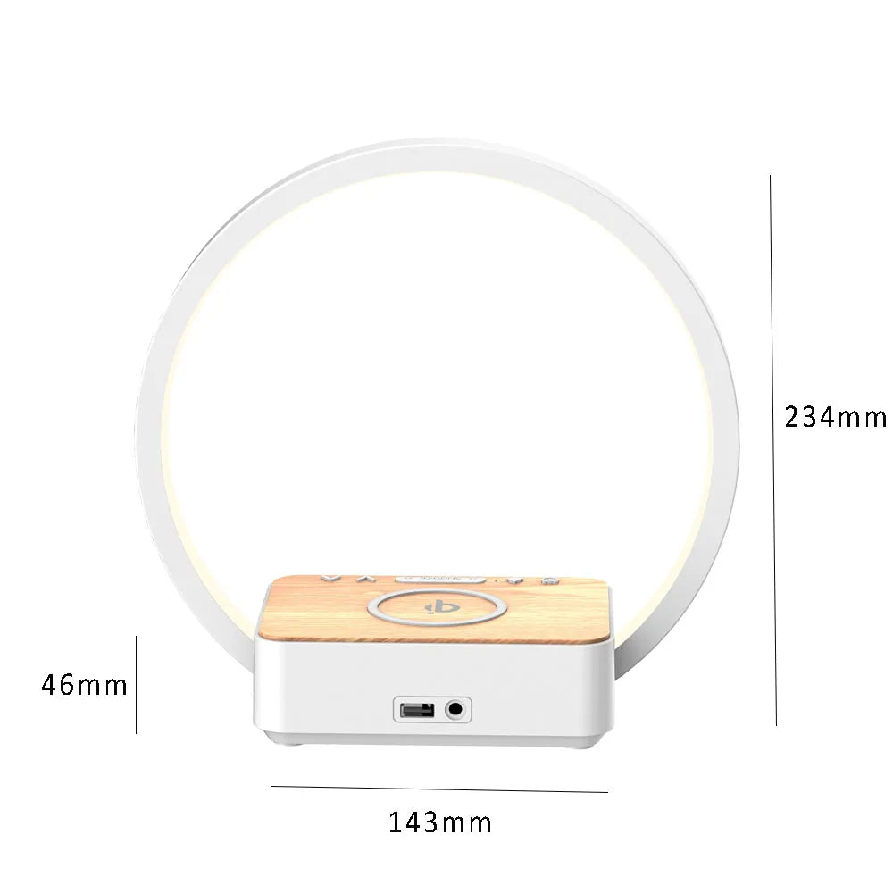 Custom home décor touch sensor smart wake up light desk alarm clock 10W 15W wireless charger led night bedside table lamp