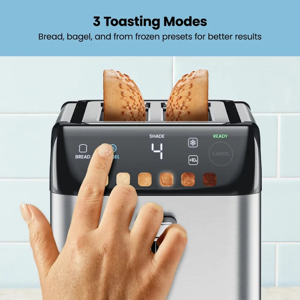 2023 New  Smart Touch 2 Slice Digital Toaster, 6 Shade Settings, Stainless Steel, Removable Crumb Tray