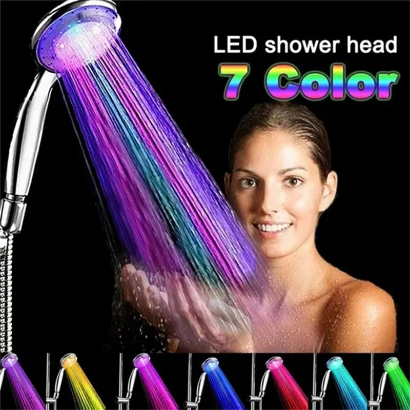 7 Colors Changing LED Shower Head Rainfall Shower Sprayer Water Saving Showerhead Bathroom Accessories Replacement Shower Head