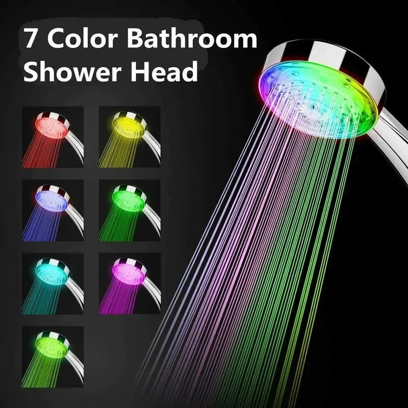 7 Colors Changing LED Shower Head Rainfall Shower Sprayer Water Saving Showerhead Bathroom Accessories Replacement Shower Head