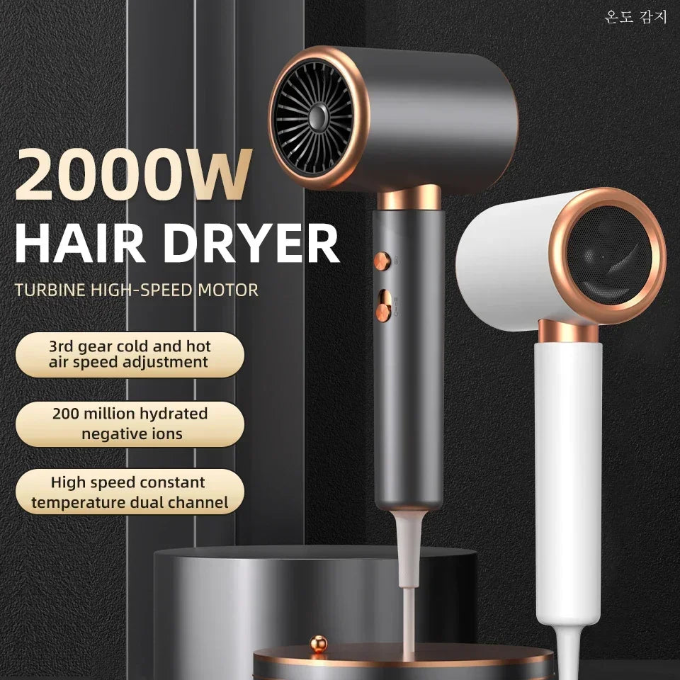 Ionic Hair Dryer High Speed Motor Blow Dryer 2000W Hairdryer Negative Ion Hair Care Styler Professional Blow Dryer Free Shipping